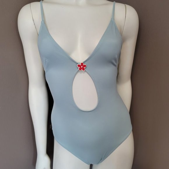Solid & Striped The Kelsey Cutout One Piece Swimsuit in Pastel Blue Size XS - Picture 2 of 14